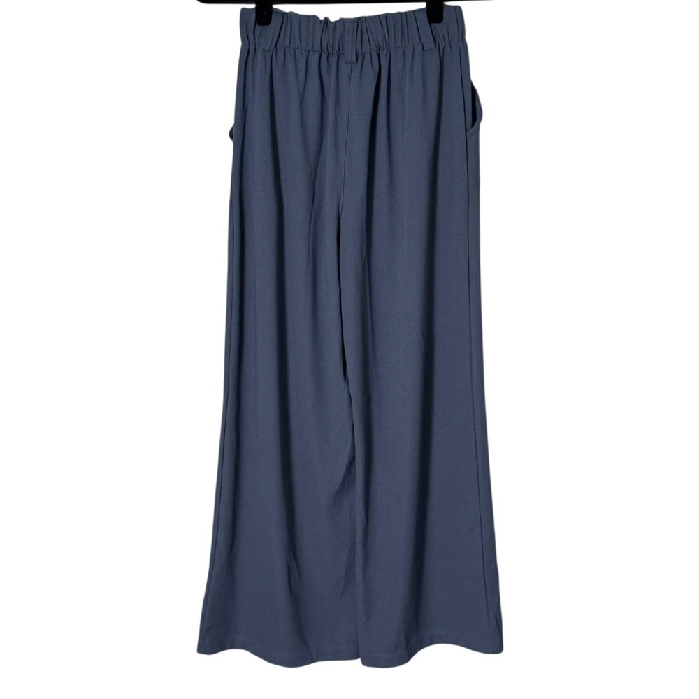 NWT Halara Flex High Waisted Pleated Wide Leg Waffle Work Pants Blue Size S - Picture 4 of 12